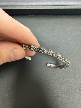 Authentic Chrome Hearts Cemetery Cross Bangle Sterling Silver